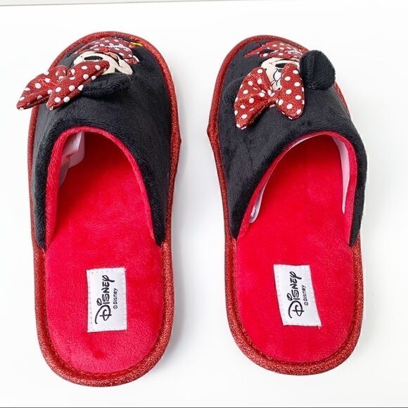 Disney Minnie Mouse Red & Black Slippers with Gift Box - Picture 4 of 12